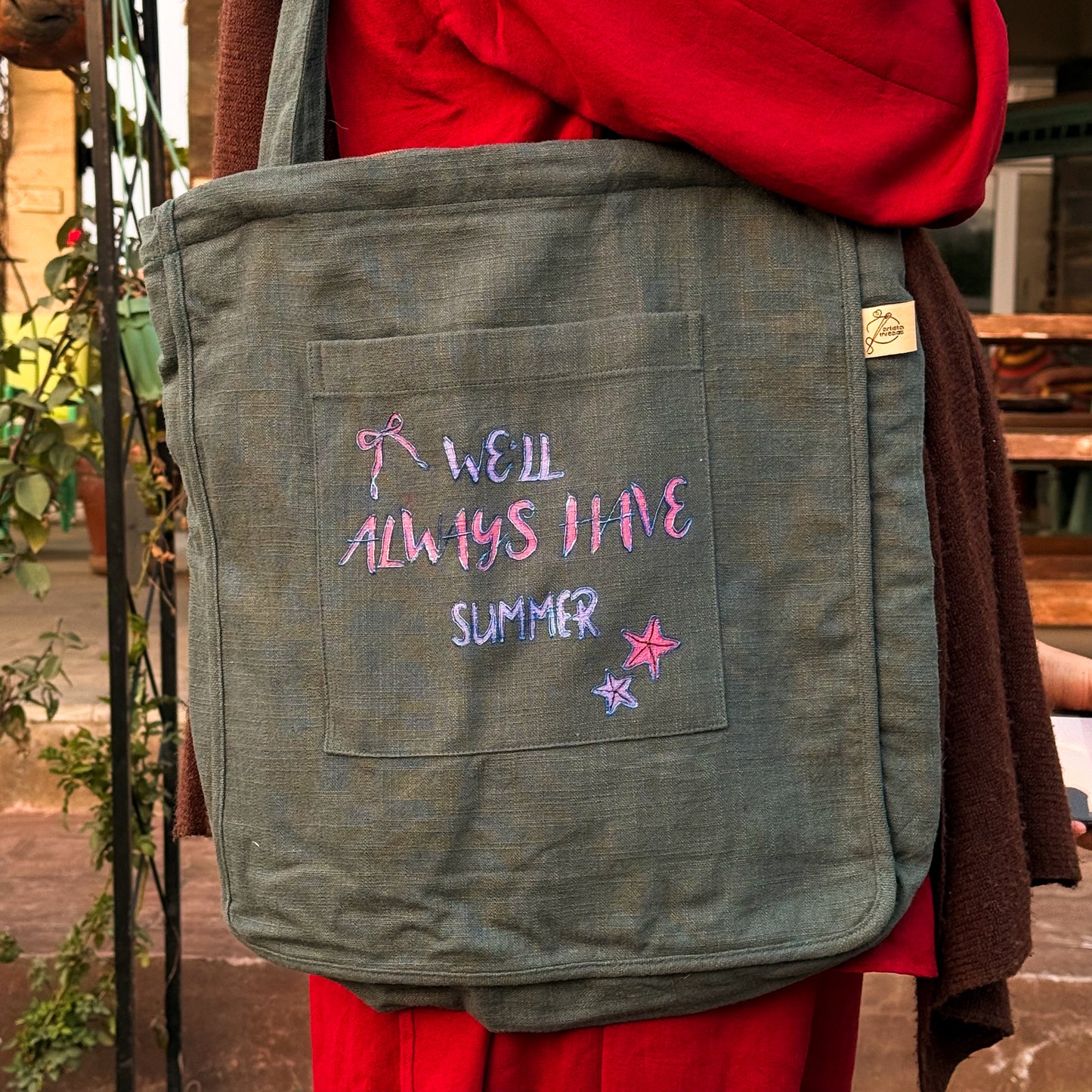 We'll always have Summer Linen Tote Bag (Sky Blue)