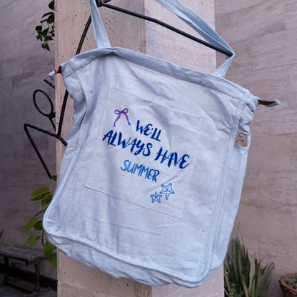 We'll always have Summer Linen Tote Bag (Sky Blue)