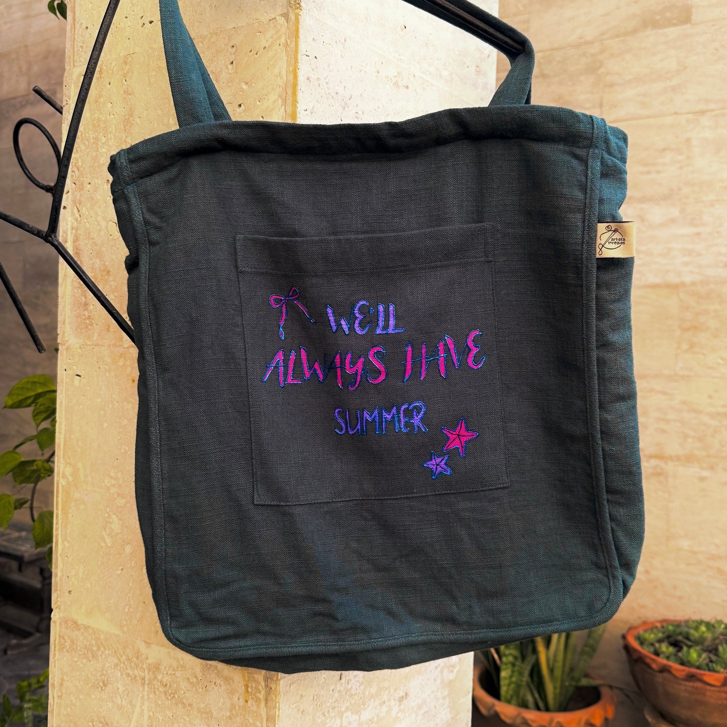 We'll always have Summer Linen Tote Bag (Sky Blue)