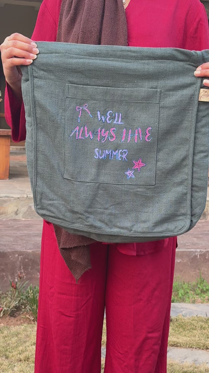 We'll always have Summer Linen Tote Bag (Sky Blue)